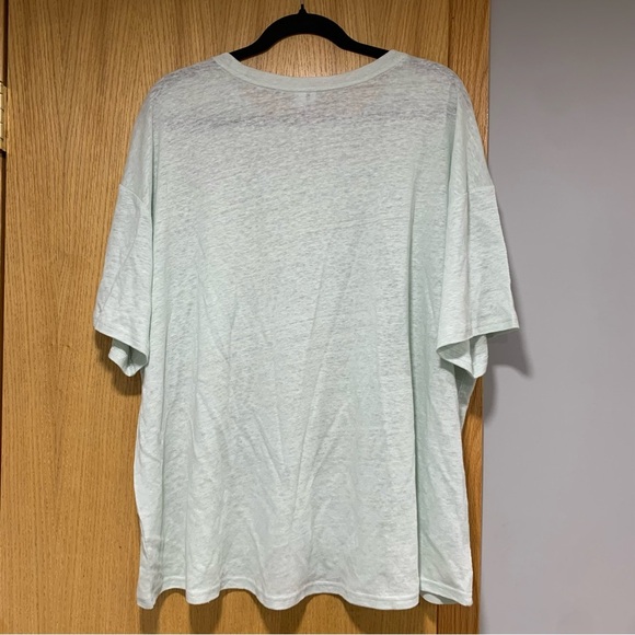 Nordstrom 100% Linen Green Short Sleeve T-Shirt with Pocket - Size 2X - Picture 2 of 5